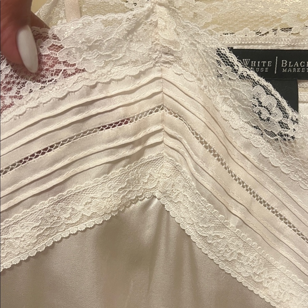 White House Black Market Ivory Lace Trim Camisole - Picture 3 of 12
